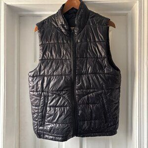 Scotch & Soda Black Puffer Vest Shiny Nylon Zip-Up Size L